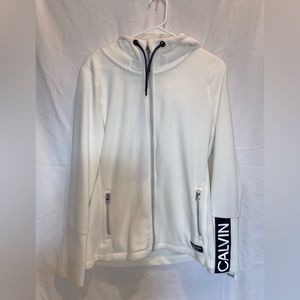 white fleece calvin klein performance jacket